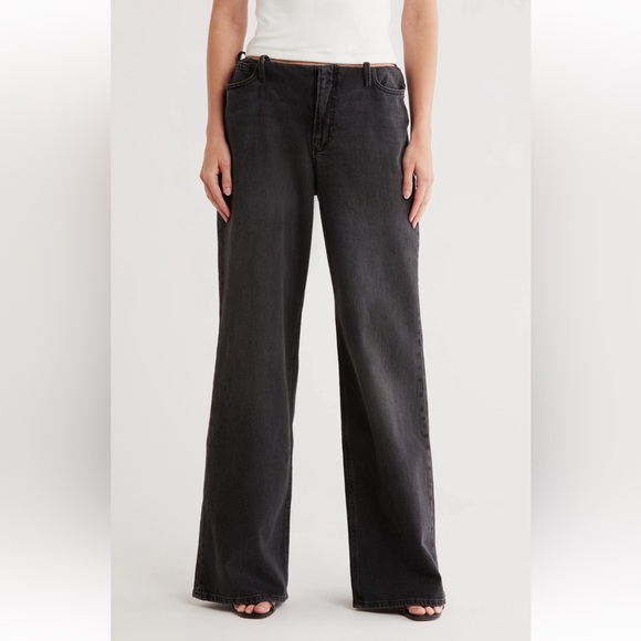 Good American Denim - Good American Wide Leg Pull-On Jeans, BLACK, Size Large, EUC
